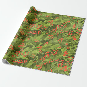 Papier Cadeau Garland de Noël 3D vert