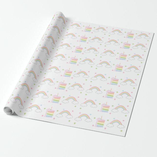 Papier Cadeau Gâteau arc-en-ciel Pastel simple (Déroulé)