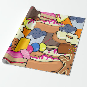 Papier Cadeau Gâteau beignets de crème glacée et toutes sortes d