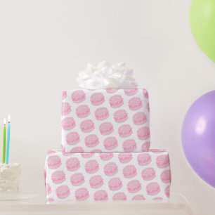 Papier Cadeau Gâteau d'anniversaire dessiné à la main rose année