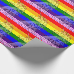 Papier Cadeau Gay pride LGBT de la licorne arc-en-ciel coloré