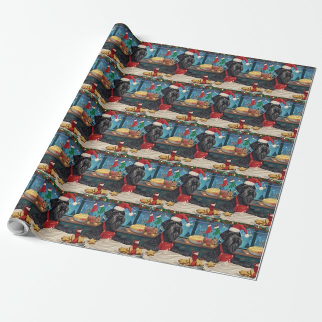 Papier Cadeau Géant Schnauzer Gourmande : Noël Festif (Déroulé)