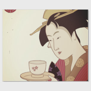 Papier Cadeau Geisha Girl japonaise 