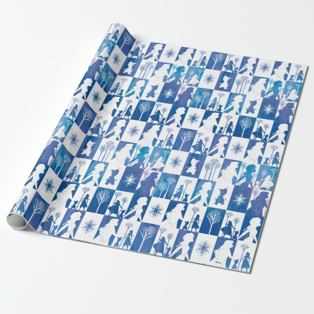 Papier Cadeau Gelée 2 : Anna, Elsa et Olaf Winter Tile Motif (Déroulé)