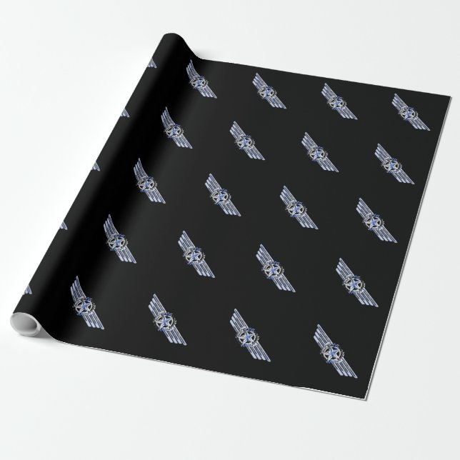 Papier Cadeau Général Air Pilot Chrome Comme Star Wings Black (Déroulé)