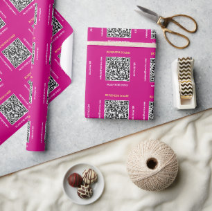 Papier Cadeau Générer QR Code Business Name Website, Fuchsia
