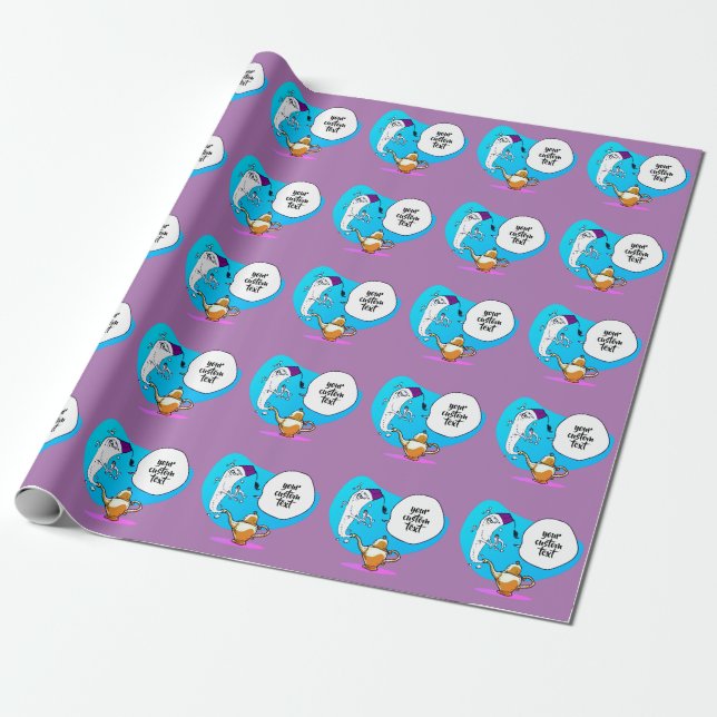 Papier Cadeau génie de la lampe drôle de dessin animé (Déroulé)