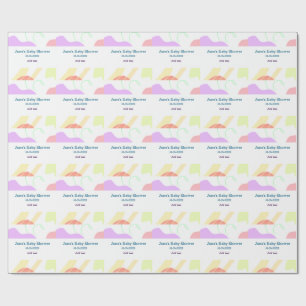 Papier Cadeau Genre neutre formes abstraites nom du baby shower