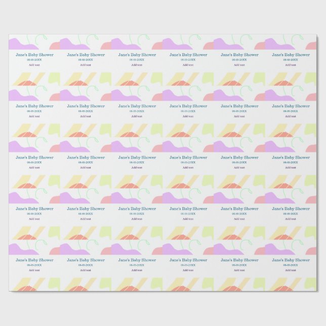 Papier Cadeau Genre neutre formes abstraites nom du baby shower (Plat)