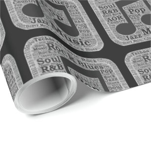 Papier Cadeau Genres vintages de musique noire et blanche