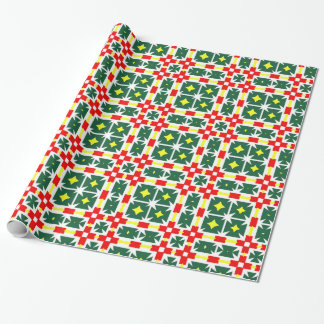 Papier Cadeau Geometric Pattern Red Green Yellow Wrapping Paper