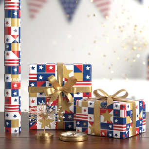 Papier Cadeau Geometric USA250 4 juillet ID1315