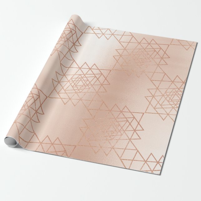 Papier Cadeau Géométrie Hexagon Or Métallurgique Rose Rose Rose (Déroulé)