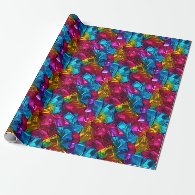Papier Cadeau Géométrie néon radiant (Déroulé)