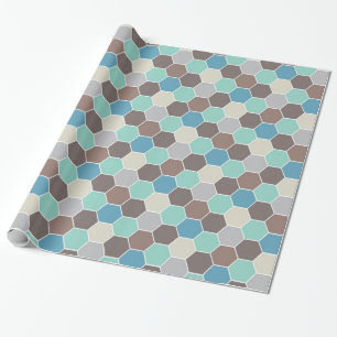 Papier Cadeau Géométrique bleu et gris