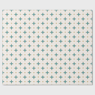 Papier Cadeau Géométrique Carreaux Or et vert
