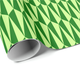 Papier Cadeau Géométrique du milieu du siècle, vert émeraude