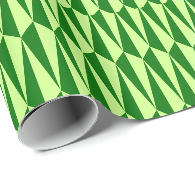Papier Cadeau Géométrique du milieu du siècle, vert émeraude (Coin rond)