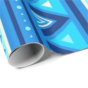 Papier Cadeau Géométrique du sud-ouest moderne, bleu et