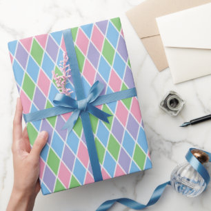 Papier Cadeau Géométrique Harlequin Pastel Doux