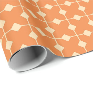 Papier Cadeau Géométrique moderne, Diamants - Mandarin orange