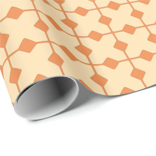 Papier Cadeau Géométrique moderne, Diamants - Mandarin orange