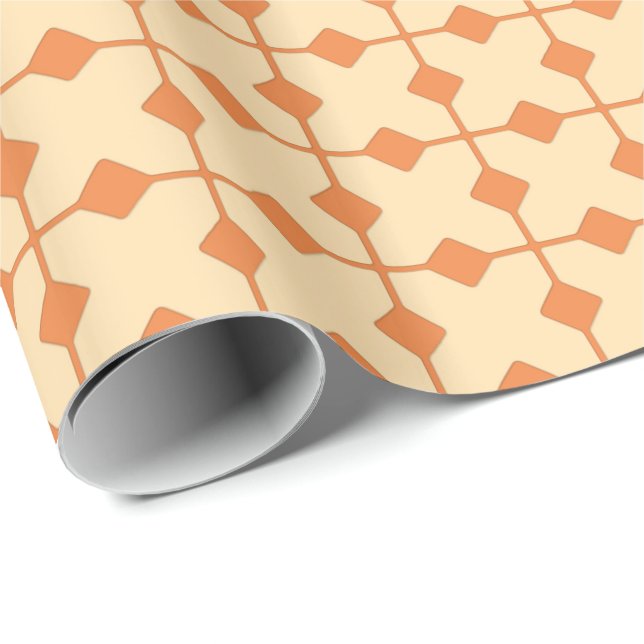 Papier Cadeau Géométrique moderne, Diamants - Mandarin orange (Coin rond)