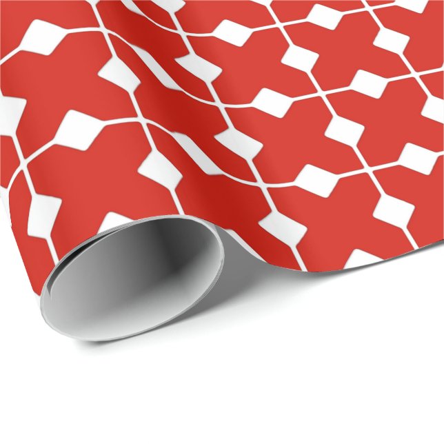 Papier Cadeau Géométrique moderne, diamants - rouge foncé (Coin rond)