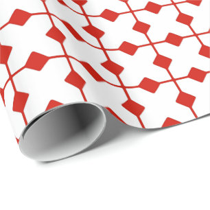 Papier Cadeau Géométrique moderne, Diamants - rouge foncé et bla