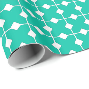 Papier Cadeau Géométrique moderne, diamants - turquoise