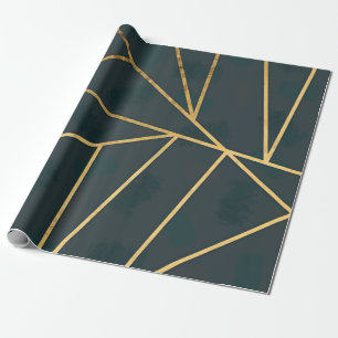 Papier Cadeau Géométrique moderne Gold Green Brusch