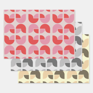 Papier cadeau géométrique rétro tulipe