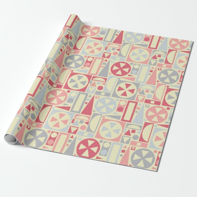 Papier Cadeau Géométrique rose moderne de la rétro moitié du (Déroulé)
