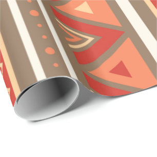Papier Cadeau Géométrique, Taupe et orange du sud-ouest modern