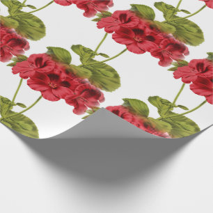 Papier Cadeau Geraniums rouges vintages