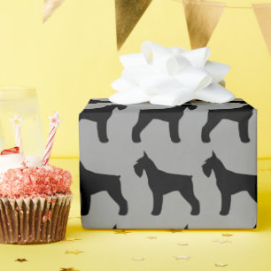 Papier Cadeau Giant Schnauzer Silhouettes Motif Amoureux des chi