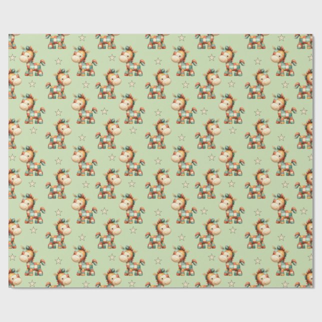 Papier Cadeau Giddy-Up Patchwork Pony Birthday (Plat)