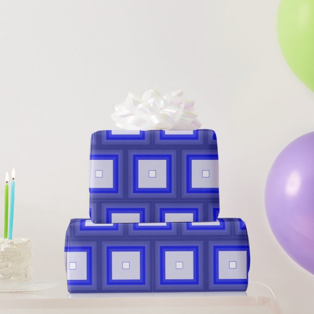 Papier Cadeau Gift wrap - Concentric Squares in Blue Tones (Cadeaux de fête)