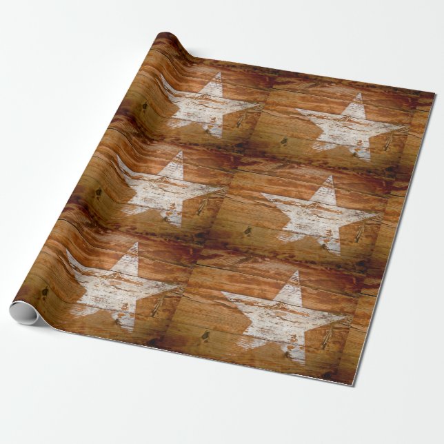 Papier Cadeau Giftwrap a affligé l'étoile blanche peinte par (Déroulé)