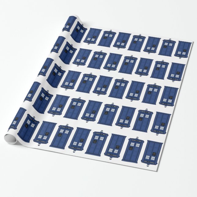 Papier Cadeau Giftwrap bleu de geek de boîte de POLICE (Déroulé)