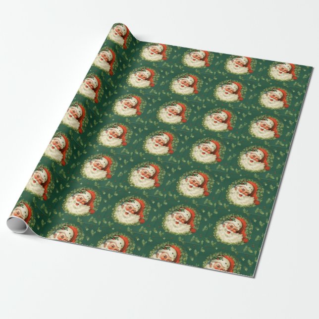 Papier Cadeau Giftwrap :  Père Noël gai (Déroulé)