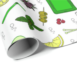 Papier Cadeau Gin Tonic Love Gin Drinker Cocktail Motif