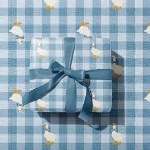 Papier Cadeau Gingembre Bleu Poudre Oie Baby Shower Buffalo Carr