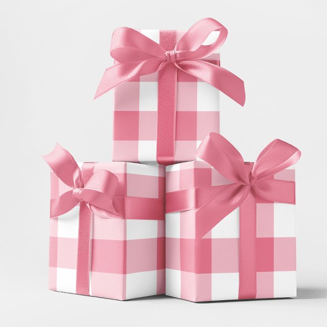 Papier Cadeau Gingham rose géant (Huge Pink Gingham Check Wrapping Paper)