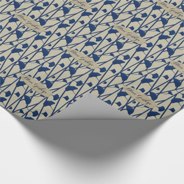 Papier Cadeau ginkgo bleu (Coin)