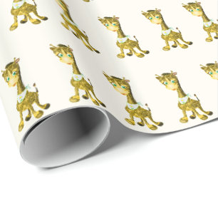 Papier Cadeau Girafe Bébé - Sucré - Choisir la couleur