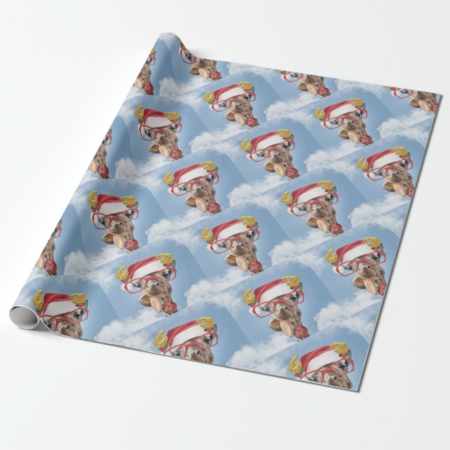 Papier Cadeau Girafe de Christmas (Déroulé)