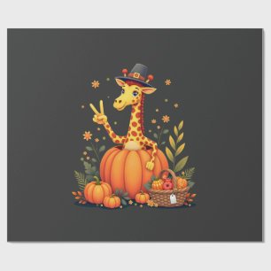 Papier Cadeau Girafe de citrouille d'automne de remerciement pou