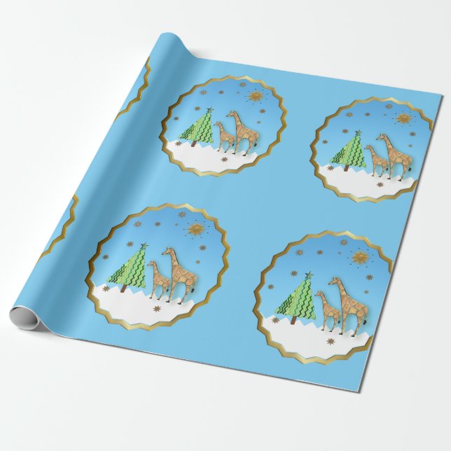 PAPIER CADEAU GIRAFE DE JOYEUX NOËL (Déroulé)