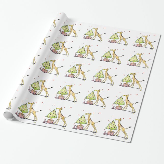 Papier Cadeau girafe de Noël (Déroulé)